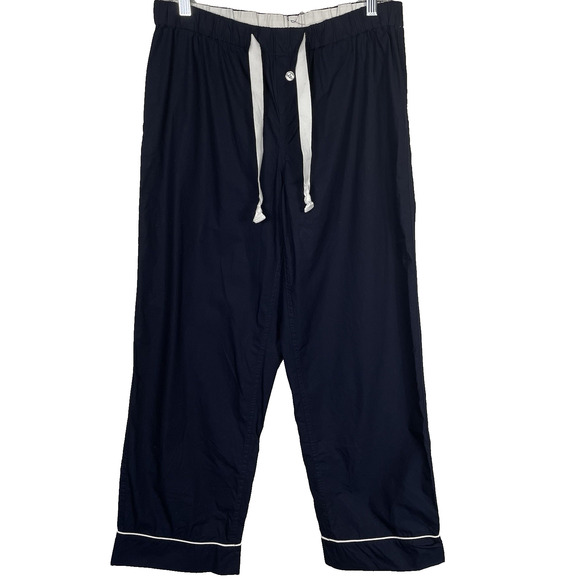 Quince 100% Organic Cotton Pajama Set Womens M Navy Button Up Drawstring Classic - Picture 3 of 16